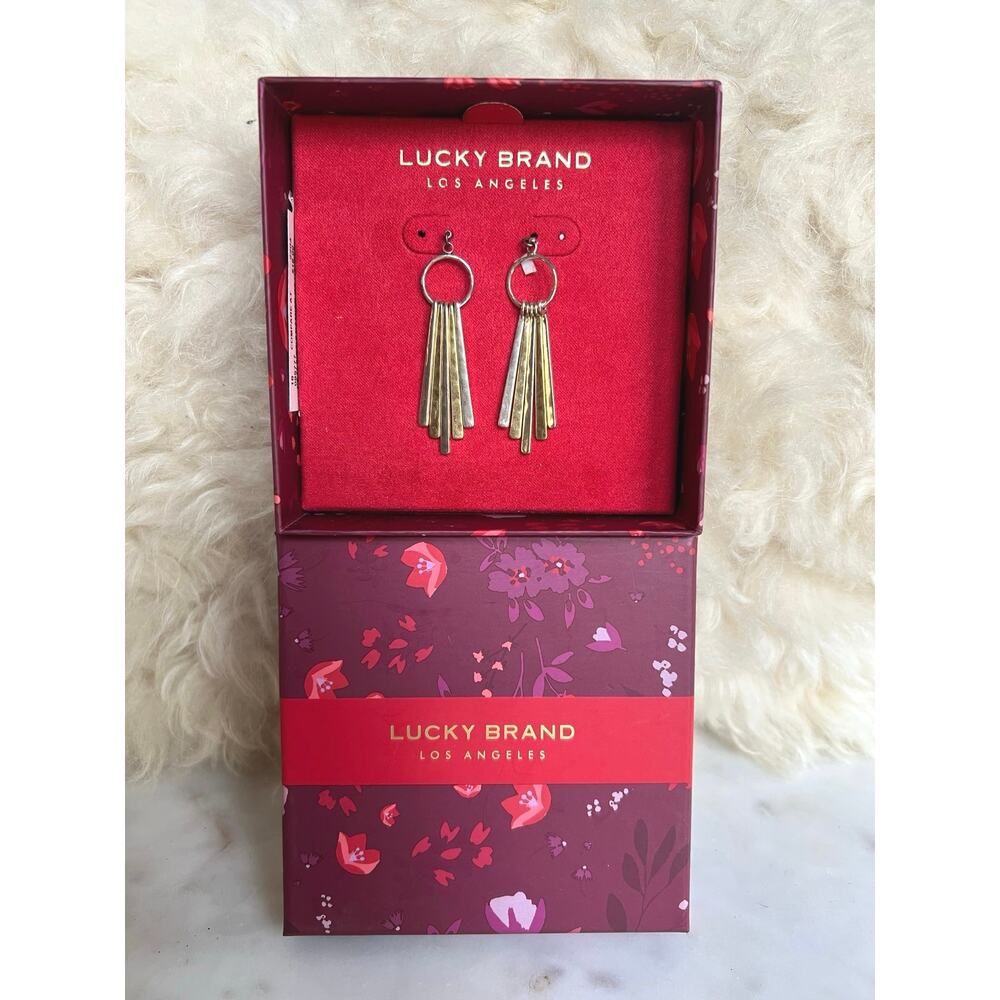 Lucky Brand Mixed Hammered Metal Dangly Earrings
